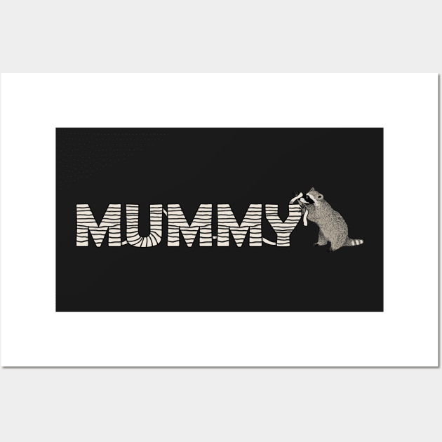 Halloween Mummy Decor By Raccoon Wall Art by Luna Illustration